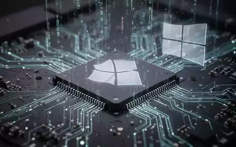 Nahaufnahme einer Platine mit leuchtenden Datenströmen, dezent mit Windows-Logo im Hintergrund. - Foto: über boerse-global.de