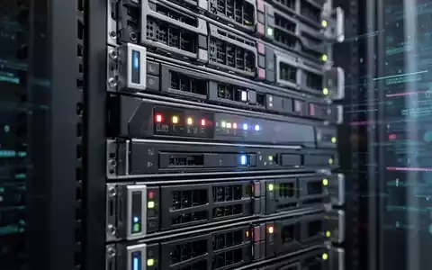 Ein Server-Rack mit blinkenden Lichtern und digitalen Datenströmen, die auf eine komplexe Datenverwaltung hindeuten. - Foto: über boerse-global.de