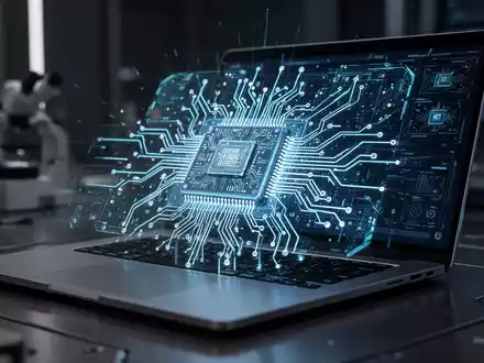 Nahaufnahme eines leuchtenden, hochdetaillierten Mikrochips mit komplexer Schaltung, der fortschrittliche Servertechnologie in der Unterhaltungselektronik repräsentiert. - Foto: über boerse-global.de