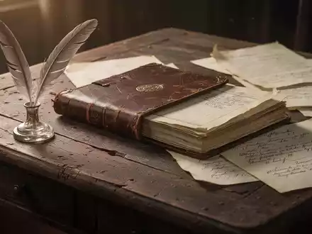 Ein alter Holztisch mit einem Federkiel, einem offenen Lederbuch und verstreuten rechtlichen Dokumenten, die Erbschaftsplanung symbolisieren. - Foto: über boerse-global.de