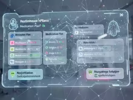 Leuchtendes digitales Interface mit Gesundheitsdaten und Medikationsplänen, Symbol für elektronische Patientenakten und digitale Gesundheitsinnovation. - Foto: über boerse-global.de