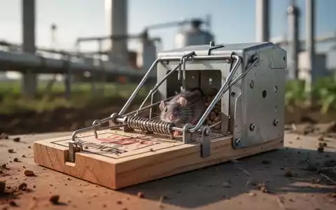 Eine Rattenfalle oder Köderstation in Nahaufnahme, im Hintergrund verschwommen eine Industrie- oder Agrarlandschaft. - Foto: über boerse-global.de