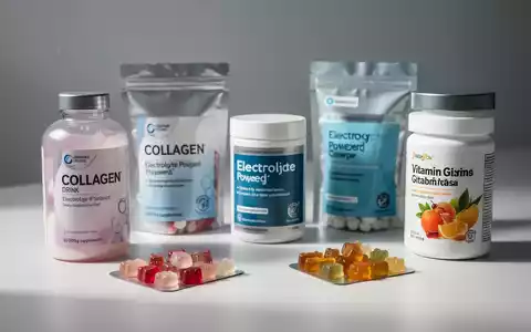 Eine Anordnung von Nahrungsergänzungsmitteln, darunter Kollagengetränke, Elektrolytpulver und Vitamin-Gummibärchen, auf einer sauberen Oberfläche. - Foto: über boerse-global.de