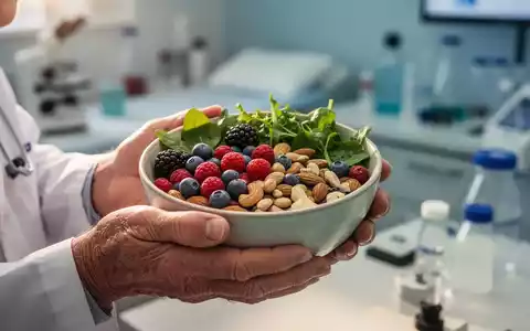 Eine Nahaufnahme von Händen, die eine Schale mit gesunden Lebensmitteln halten, mit einem verschwommenen Hintergrund, der Forschung und Gehirngesundheit andeutet. - Foto: über boerse-global.de