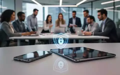 Ein modernes Smartphone und Tablet liegen auf einem Schreibtisch, umgeben von einer unscharfen Büroumgebung, die mobiles Arbeiten symbolisiert. - Foto: über boerse-global.de