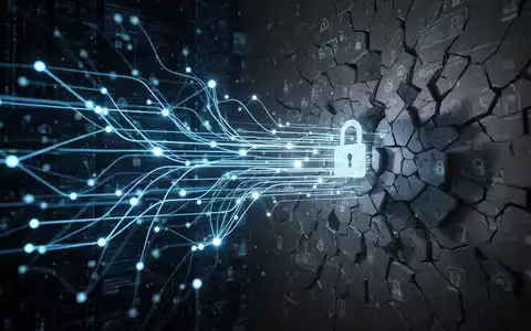 Digitale Illustration von sicherem Datenfluss und Netzwerkschwachstellen mit leuchtend blauen Linien und abstrakten Schnittstellen. - Foto: über boerse-global.de