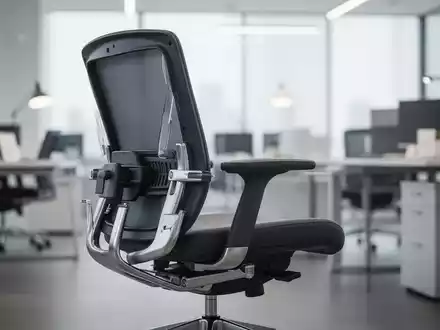 Ein moderner, ergonomischer Bürostuhl steht in einem hellen, minimalistischen Büro. Der Stuhl ist leer und auf seine Funktionen fokussiert. - Foto: über boerse-global.de