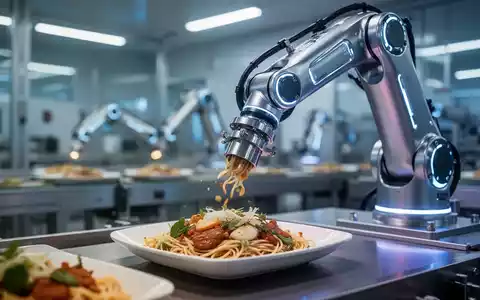 Ein Roboterarm platziert präzise Lebensmittelzutaten, symbolisiert die Übernahme eines Food-Robotics-Unternehmens durch einen Technologiekonzern. - Foto: über boerse-global.de