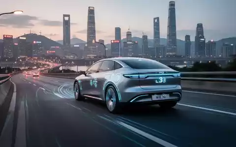 Autonomes Fahrzeug mit L3-Fähigkeiten auf moderner Autobahn in Chongqing, China, bei Sonnenuntergang. - Foto: über boerse-global.de