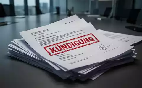 Ein gestapelter Satz offizieller Dokumente auf einem Schreibtisch, wobei ein Dokument mit dem Wort „Kündigung“ im Vordergrund liegt. - Foto: über boerse-global.de