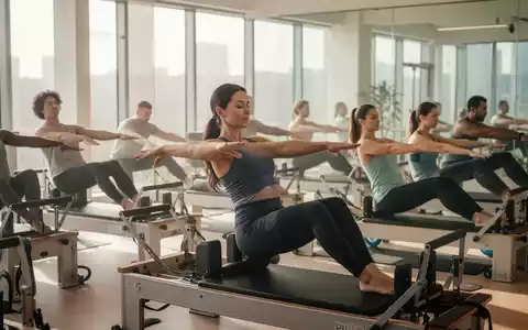 Eine Gruppe von Menschen führt in einem modernen Studio ruhig Pilates- und funktionelle Core-Übungen durch, die Konzentration und Kraft zeigen. - Foto: über boerse-global.de