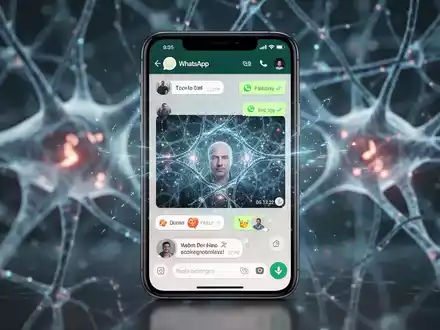 Ein Smartphone mit WhatsApp, KI-bearbeiteten Bildern und Chat, symbolisiert neue generative KI-Funktionen und Datenschutz-Updates. - Foto: über boerse-global.de