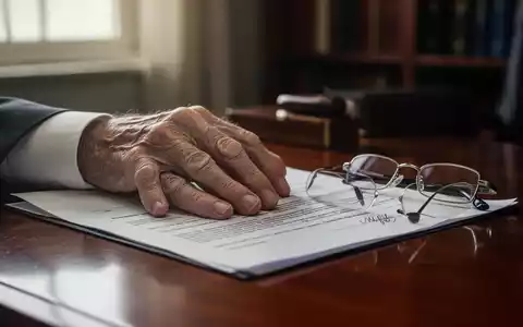 Eine ältere Hand ruht nachdenklich auf einem Testament, daneben eine Brille. Symbolisiert rechtliche Entscheidungen und Erbschaft. - Foto: über boerse-global.de