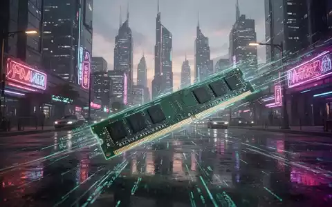 Neonbeleuchtete futuristische Stadtsilhouette in der Dämmerung, im Vordergrund ein leuchtender RAM-Riegel als Symbol für hohe Hardwareanforderungen. - Foto: über boerse-global.de
