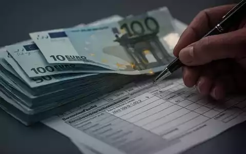 Eine Hand hält einen Stift über einem deutschen Steuerformular, daneben ein Stapel Euro-Banknoten, symbolisiert Steuerreformen. - Foto: über boerse-global.de