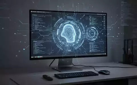 Moderner Desktop-Computer mit KI-Oberfläche, Code und Datenvisualisierungen auf dunklem Hintergrund. - Foto: über boerse-global.de