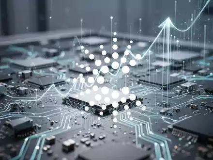 Abstrakte Darstellung des Elektronikfertigungssektors mit ineinandergreifenden Komponenten und aufsteigenden Lichtmustern, die Wachstum signalisieren. - Foto: über boerse-global.de