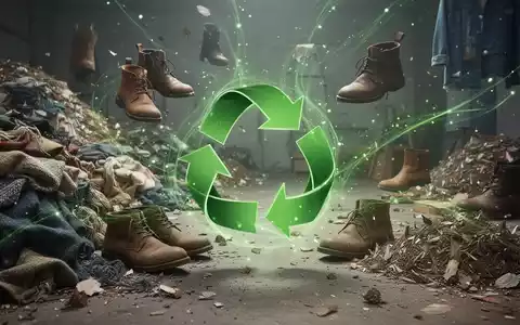 Eine abstrakte Darstellung von Textilien und Schuhen, die recycelt und wiederverwendet werden, mit umweltfreundlichen Symbolen. - Foto: über boerse-global.de