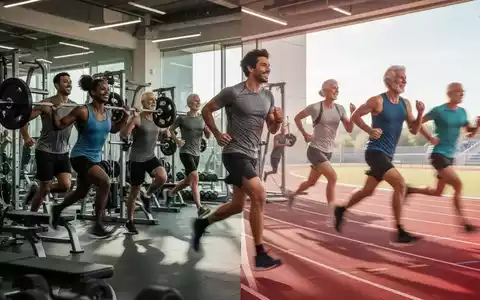 Eine Gruppe von Menschen unterschiedlichen Alters, die sowohl Krafttraining als auch Ausdauertraining absolvieren und Gesundheit symbolisieren. - Foto: über boerse-global.de