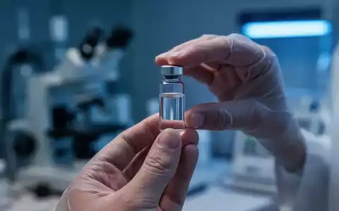 Eine Nahaufnahme einer Hand, die ein kleines Glasfläschchen hält, mit unscharfem medizinischem Hintergrund, symbolisiert neue Therapien für rheumatoide Arthritis. - Foto: über boerse-global.de