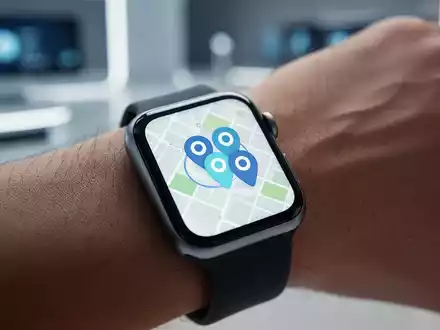 Nahaufnahme einer Apple Watch am Handgelenk mit konsolidierter 'Wo ist?'-App-Oberfläche und mehreren Standortsymbolen. - Foto: über boerse-global.de