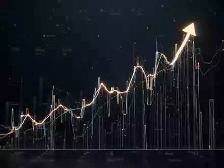 Ein stilisierter Finanzgraph mit einem Aufwärtstrend, der eine neue Rekordmarke erreicht. Er symbolisiert Wachstum und Erfolg. - Foto: über boerse-global.de