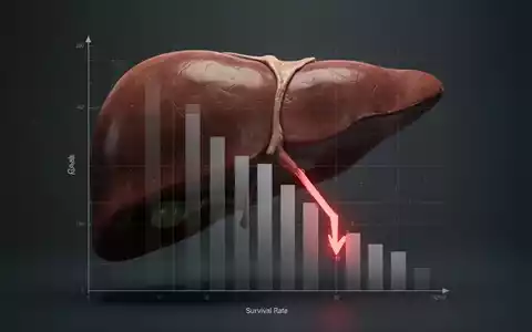 Abstrakte Darstellung einer Leber mit einem absteigenden Diagramm, das einen Rückgang der Überlebensrate bei Darmkrebs darstellt. - Foto: über boerse-global.de