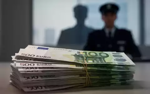 Ein Stapel Euro-Banknoten mit einer verschwommenen Silhouette eines Beamten im Hintergrund, symbolisiert Gehaltserhöhungen und Staatsausgaben. - Foto: über boerse-global.de