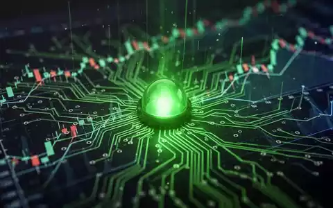 Abstrakte Darstellung einer behördlichen Genehmigung mit grünen Lichtern auf einer Leiterplatte und einem Finanzdiagramm. - Foto: über boerse-global.de
