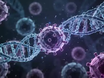 Mikroskopische Ansicht von mRNA-Strängen, die mit Krebszellen interagieren, symbolisiert fortgeschrittene medizinische Forschung und Onkologie. - Foto: über boerse-global.de