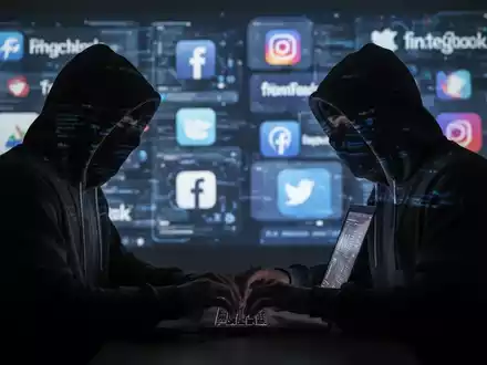 Person in Kapuzenjacke tippt auf Laptop, dahinter verschwommene Projektionen von Markenlogos und digitalen Oberflächen. - Foto: über boerse-global.de