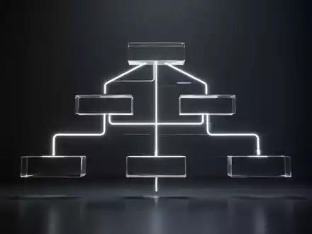 Eine stilisierte, moderne Grafik, die eine schlankere, hierarchische Unternehmensstruktur mit weniger Ebenen darstellt. - Foto: über boerse-global.de