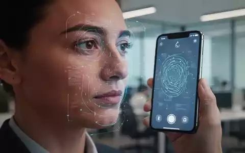 Ein Gesicht wird per iPhone für Face ID gescannt, mit digitalen Elementen zur biometrischen Authentifizierung. - Foto: über boerse-global.de