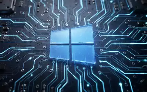 Windows 10-Logo auf einer Platine mit blauen Leuchtlinien, symbolisiert erweiterte Sicherheit und Datenfluss. - Foto: über boerse-global.de