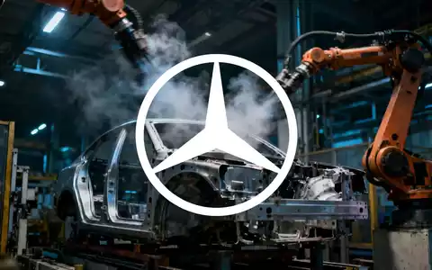 Industrielle Automobilproduktionsanlage mit verschwommenen Roboterarmen und dramatischer Beleuchtung, die eine unsichere Marktstimmung darstellt. - Foto: über boerse-global.de