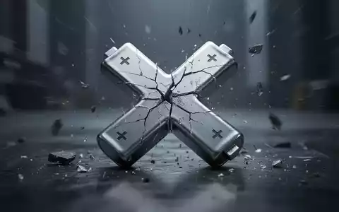 Eine beschädigte, metallische X-förmige Batterie liegt auf einer dunklen, reflektierenden Oberfläche, die einen Wertverlust andeutet. - Foto: über boerse-global.de