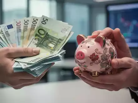Hände halten Euro-Banknoten und ein Sparschwein, symbolisierend Lohnanpassungen und finanzielle Auswirkungen in Deutschland. - Foto: über boerse-global.de