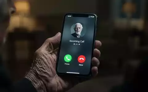 Eine ältere Hand hält ein Smartphone mit einem Anrufbildschirm in einem schwach beleuchteten Raum. - Foto: über boerse-global.de