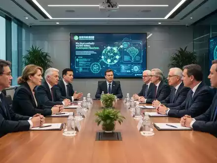 Geschäftsleute aus China und Europa diskutieren in einem modernen Konferenzsaal über ESG-Kriterien und nachhaltiges Wachstum. - Foto: über boerse-global.de