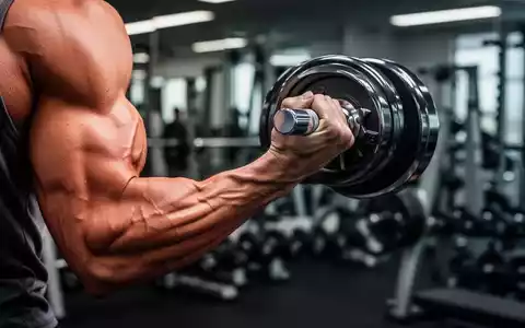 Nahaufnahme eines muskulösen Arms, der eine Hantel in einem Fitnessstudio hebt, mit unscharfem Hintergrund. Symbolisiert Stoffwechsel und Gesundheit. - Foto: über boerse-global.de