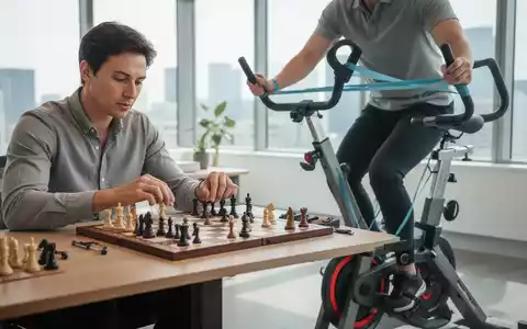 Eine Person spielt ein Brettspiel und macht gleichzeitig leichte körperliche Übungen, was die Verbindung von Bewegung und Gedächtnistraining symbolisiert. - Foto: über boerse-global.de