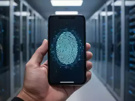 Eine Hand hält ein Smartphone mit biometrischem Fingerabdruckscan, Symbol für sichere, passwortfreie Authentifizierung und digitales Finanzwesen. - Foto: über boerse-global.de