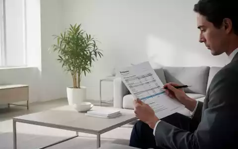 Ein minimalistisches Wohnzimmer mit einer Person, die nachdenklich ein Finanzdokument prüft, symbolisiert Schuldenabbau und finanziellen Minimalismus. - Foto: über boerse-global.de