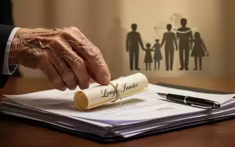 Eine weise Hand legt eine kleine Schriftrolle auf juristische Dokumente und einen Stift, im Hintergrund eine Familiensilhouette. - Foto: über boerse-global.de