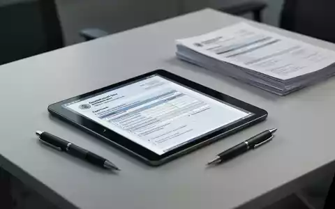 Ein Tablet zeigt eine digitale Steuererklärung, daneben ein Stift und im Hintergrund unscharfe Papierformulare. Fokus auf Digitalisierung und Effizienz. - Foto: über boerse-global.de