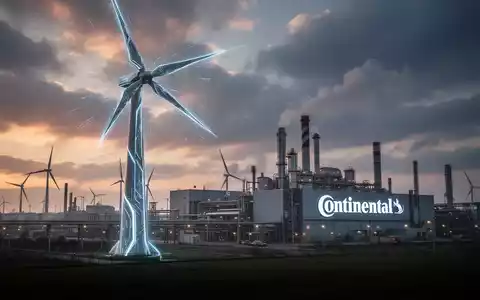 Eine moderne Windkraftanlage steht vor einem großen Industriegelände mit Fabrikgebäuden, symbolisierend Dekarbonisierung in der Industrie. - Foto: über boerse-global.de