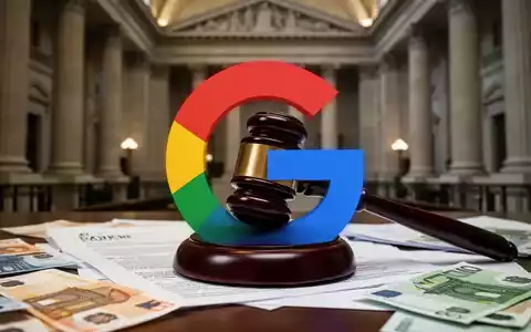Ein stilisierter Google-Buchstabe 'G' mit einem teilweise verdeckten Richterhammer, umgeben von Gerichtsdokumenten und Euro-Banknoten. - Foto: über boerse-global.de