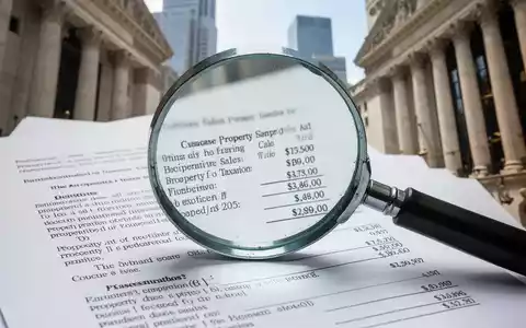 Eine Nahaufnahme einer Lupe über einem juristischen Dokument, das Immobilienverkäufe und Steuern betrifft, mit einem unscharfen Hintergrund. - Foto: über boerse-global.de