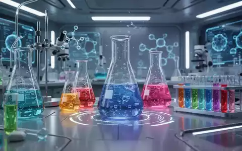 Eine futuristische Laborumgebung mit leuchtenden wissenschaftlichen Geräten, Reagenzgläsern und bunten Flüssigkeiten. - Foto: über boerse-global.de
