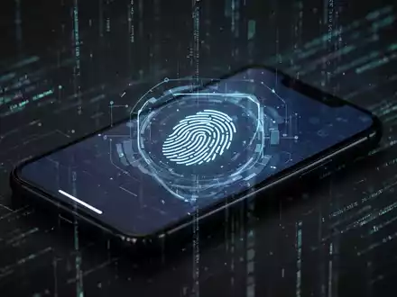 Ein Smartphone-Bildschirm zeigt ein biometrisches Sperrsymbol, das Sicherheit und Datenschutz symbolisiert. - Foto: über boerse-global.de